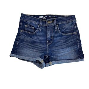 Mossimo High Rise Dark Wash Rolled Cuff Short, size 00